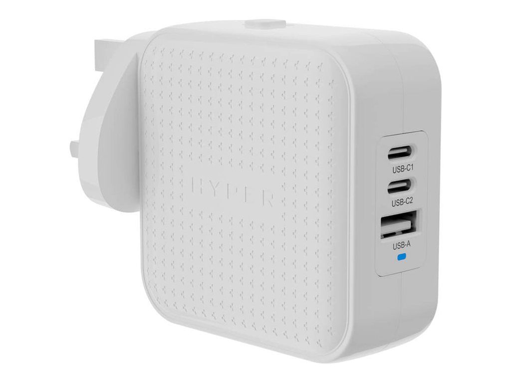Hyper Targus HyperJuice - Netzteil - GaN - 70 Watt - QC 3.0, Power Delivery 3.0 + PPS - 3 Ausgabeanschlussstellen (USB, 2 x USB-C)