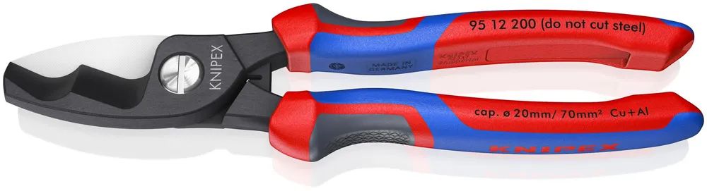 KNIPEX Kabelschere mit Doppelschneide mit Comfort-Griffen brüniert 200 mm