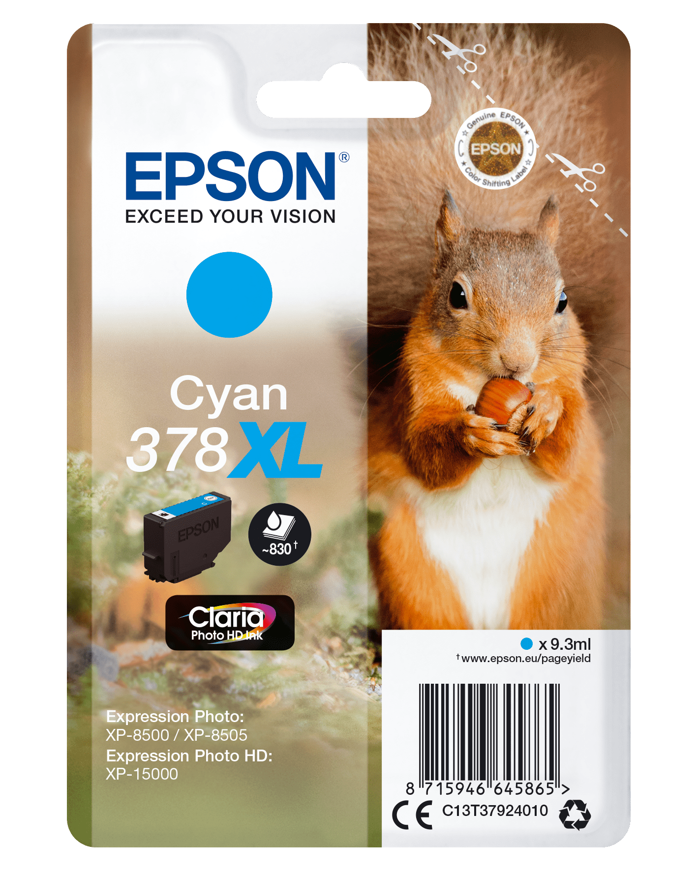Epson 378 Tinte Eichhörnchen Single, XL, cyan