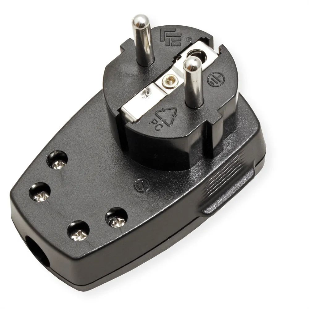 BACHMANN Schutzkontaktstecker, schwarz flach Wippschalter 2-p