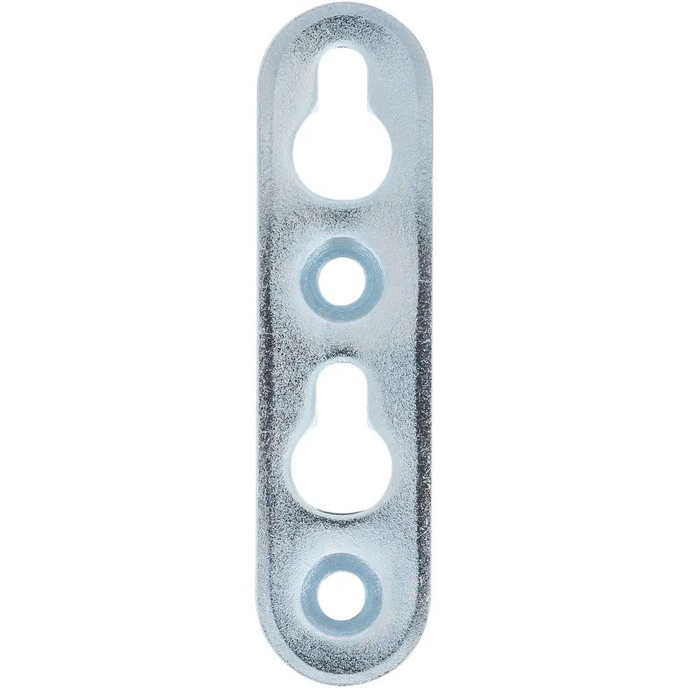 Hilber Beschläge GesmbH Beschläge unde Metallwarenerzeugung Linsen-Bettbeschlagplatte, 70 x 18 x 3 mm, 2 Schlüssellöcher, Stahl verzinkt