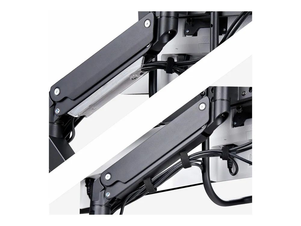 StarTech.com Crossbar Triple Monitor Desk Mount, VESA 75x75/100x100 - Befestigungskit - einstellbarer Arm - für 3 LCD-Anzeigen - Dreifach-Monitorhalterung - Aluminium, Stahl, Kunststoff - Schwarz - Bildschirmgröße: 43.2-68.6 cm (17"-27")