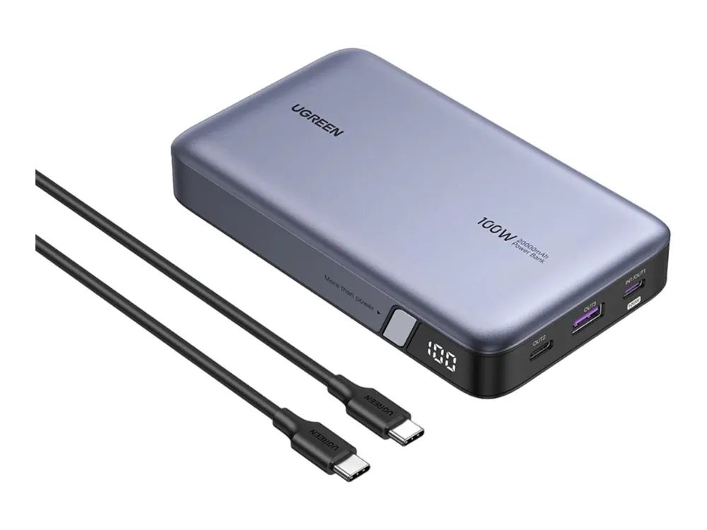 Ugreen Nexode - Powerbank - 20000 mAh - 72 Wh - 100 Watt - 6 A - PD 3.0, PD 2.0, QC 3.0, QC 2.0, Apple 2.4A, USB BC 1.2 - 3 Ausgabeanschlussstellen (USB, 2 x USB-C)