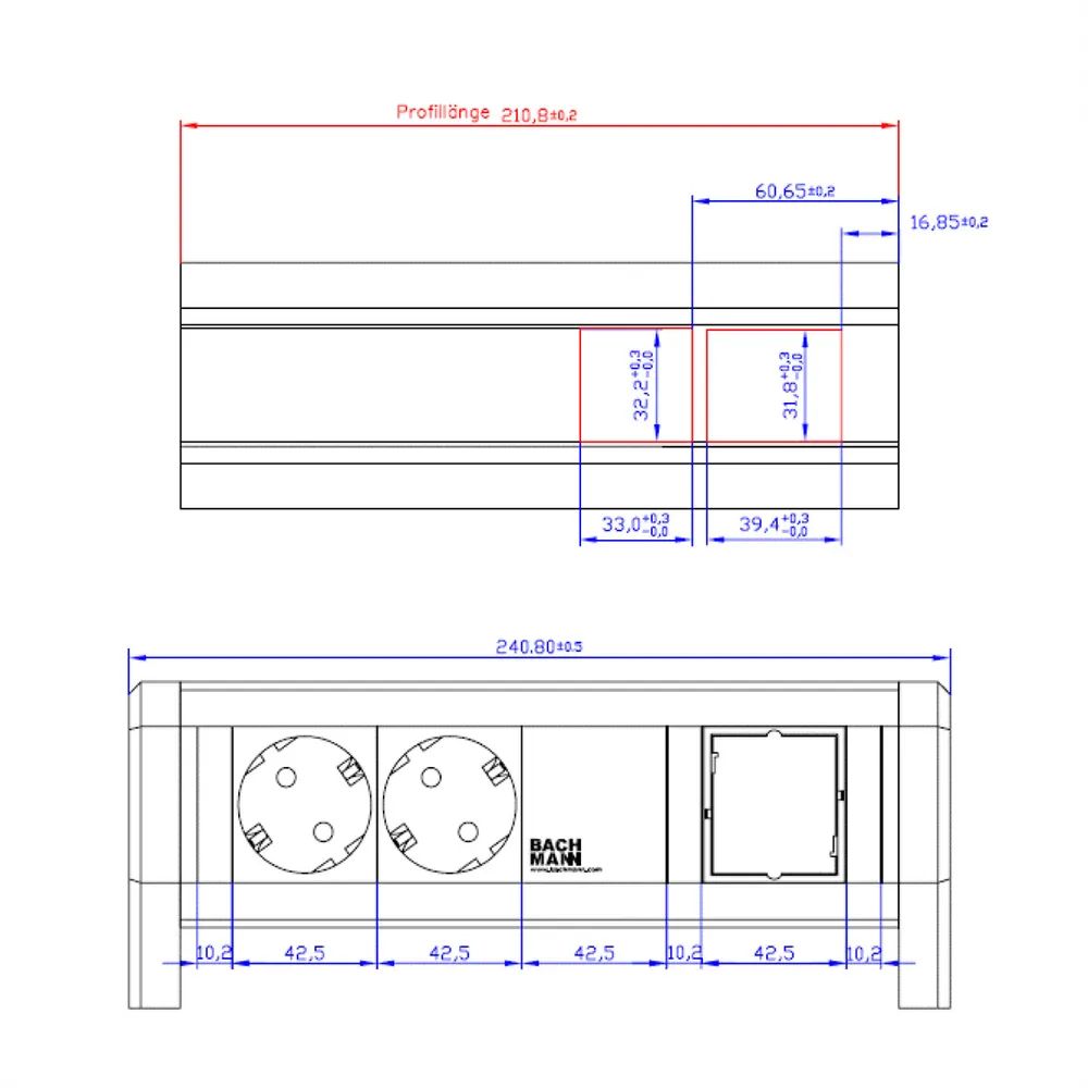 BACHMANN DESK 2xCEE7/3 1xCM GST18, schwarz