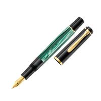 Pelikan 994103 - Schwarz - Gold - Grün - Marmorfarbe - Integriertes Befüllsystem - Harz - Gold - Kursiv nib - Vergoldete Stahl