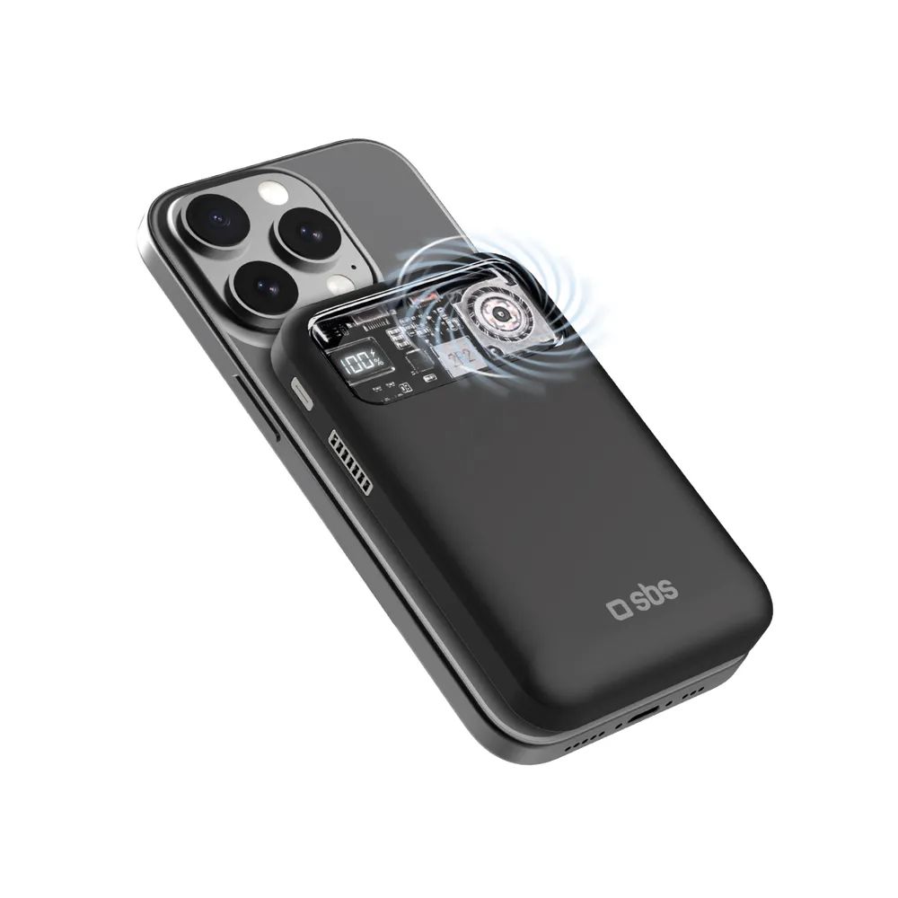 SBS Induktions Powerbank 15W, 10.000 mAh, MagSafe, mit Lüfter