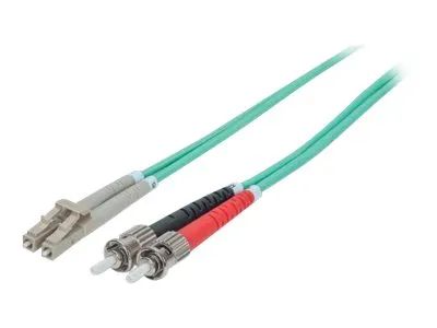 Intellinet Fiber Optic Patch Cable, OM3, ST/LC, 5m, Aqua, Duplex, Multimode, 50/125 µm, LSZH, Fibre, Lifetime Warranty, Polybag - Patch-Kabel - ST multi-mode (M)