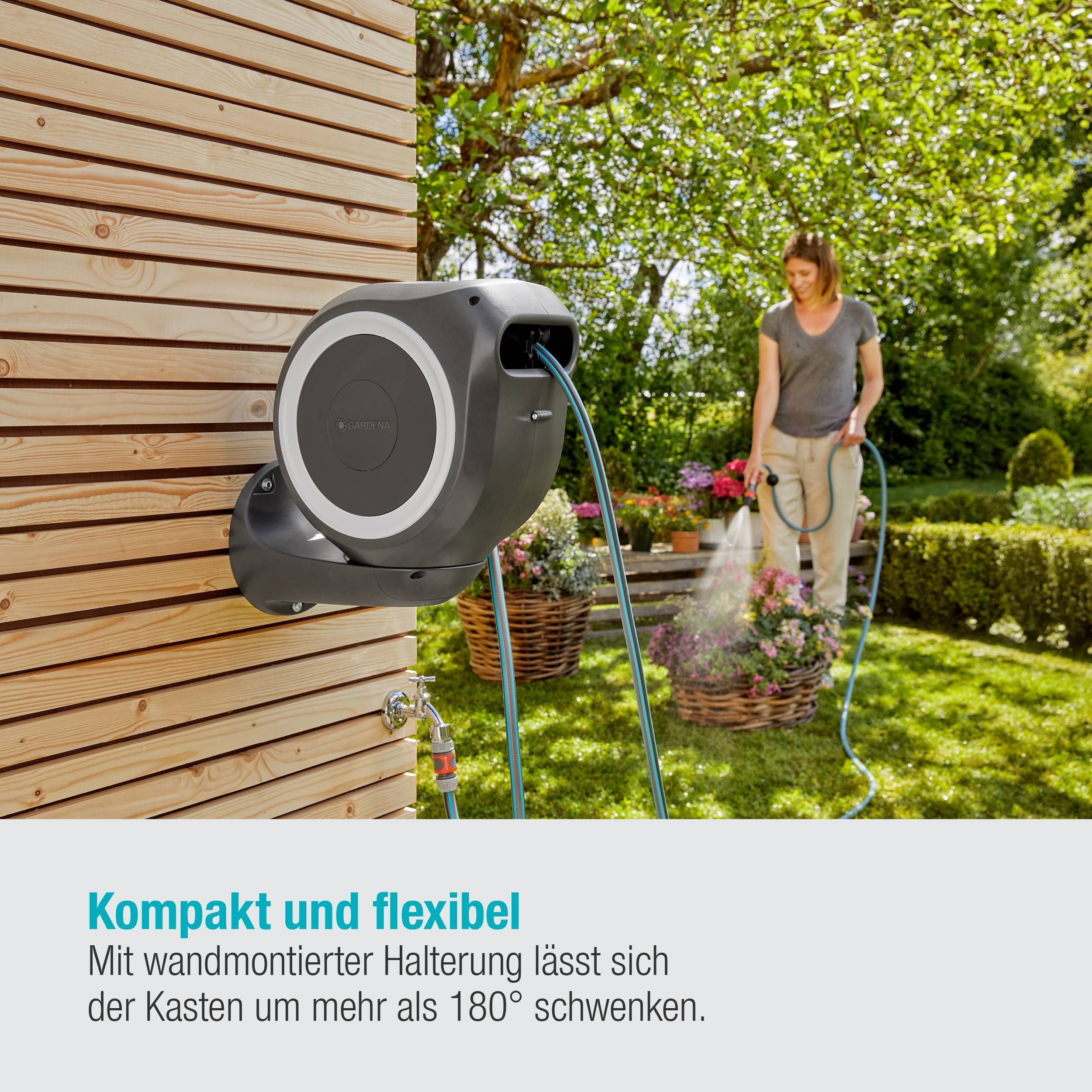 Gardena Wand-Schlauchbox RollUp S, 15 m, weiß