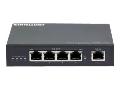 IC Intracom Intellinet 4-Port Gigabit Ultra PoE Extender, Adds up to 100 m (328 ft.)