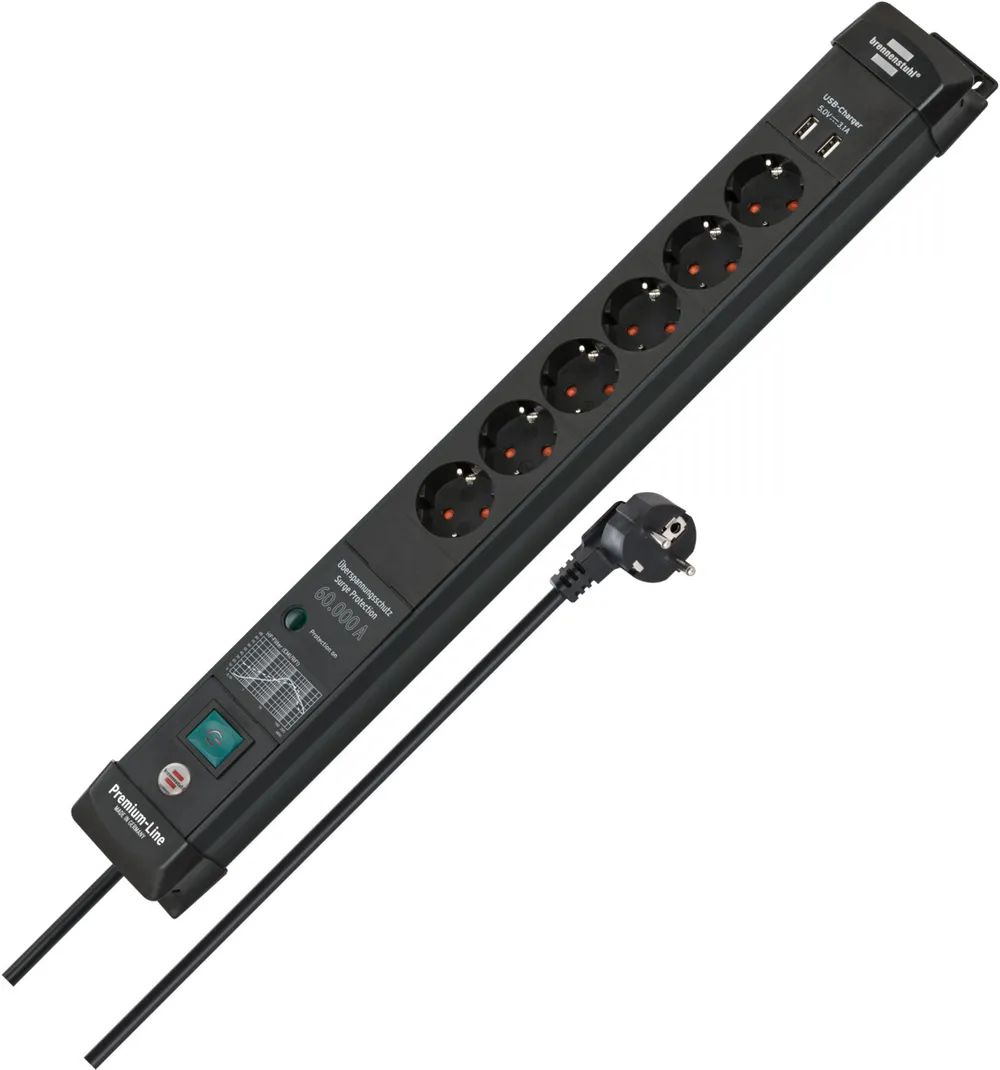 Brennenstuhl Premium-Line ÜSS 6fach schwarz *DE*