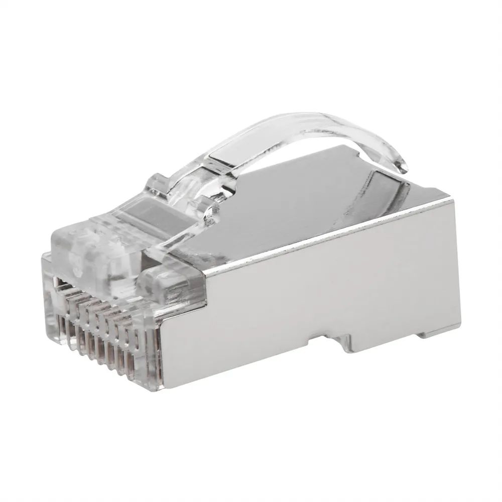 ROLINE RJ45 Stecker, geschirmt, Cat.6/6A (Class E/EA), einfacher Durchgang, für Massiv-/Litzendraht, 10 St.