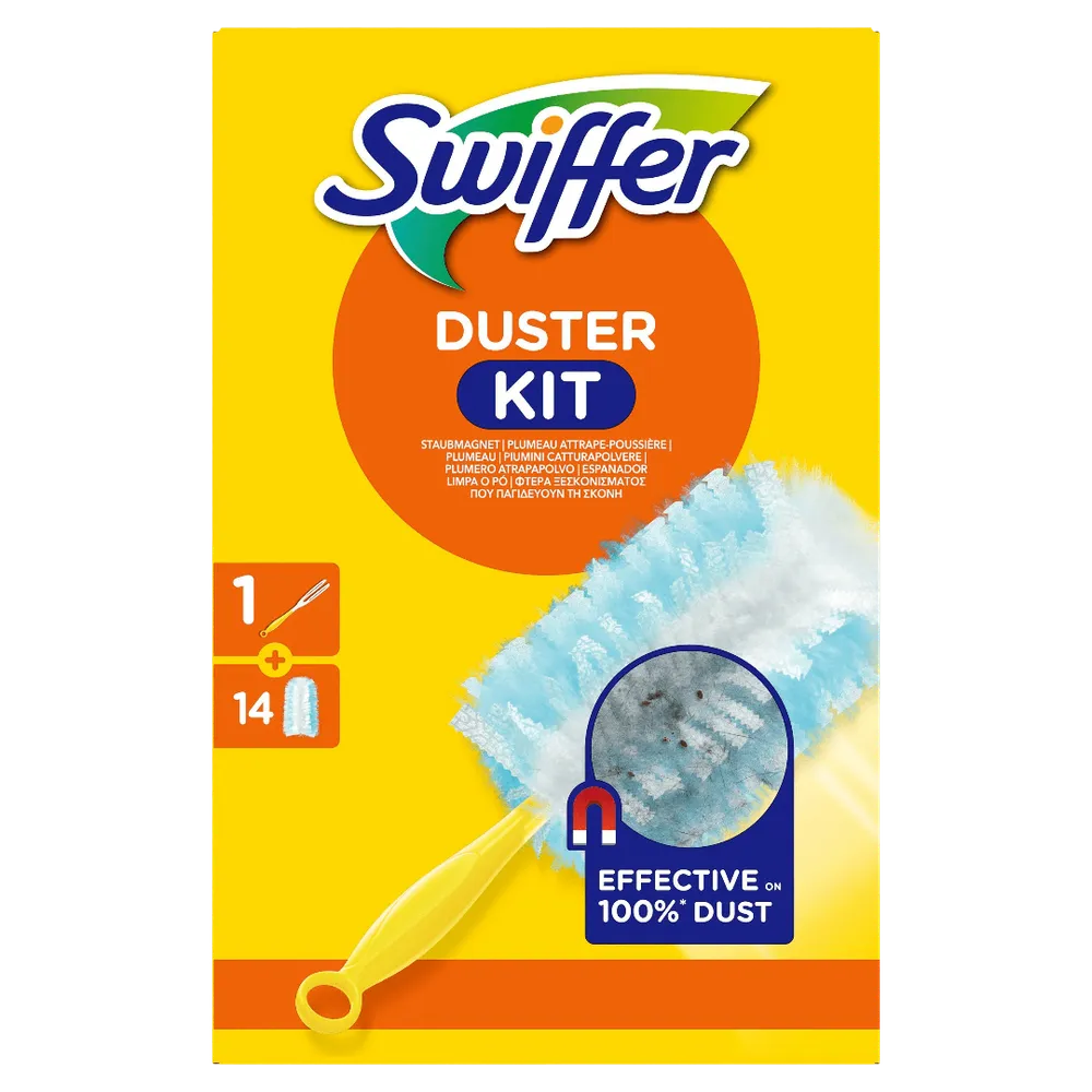 Swiffer Staubmagnet Starterset (Griff + 14 Tücher) eCOM Komfort Pack