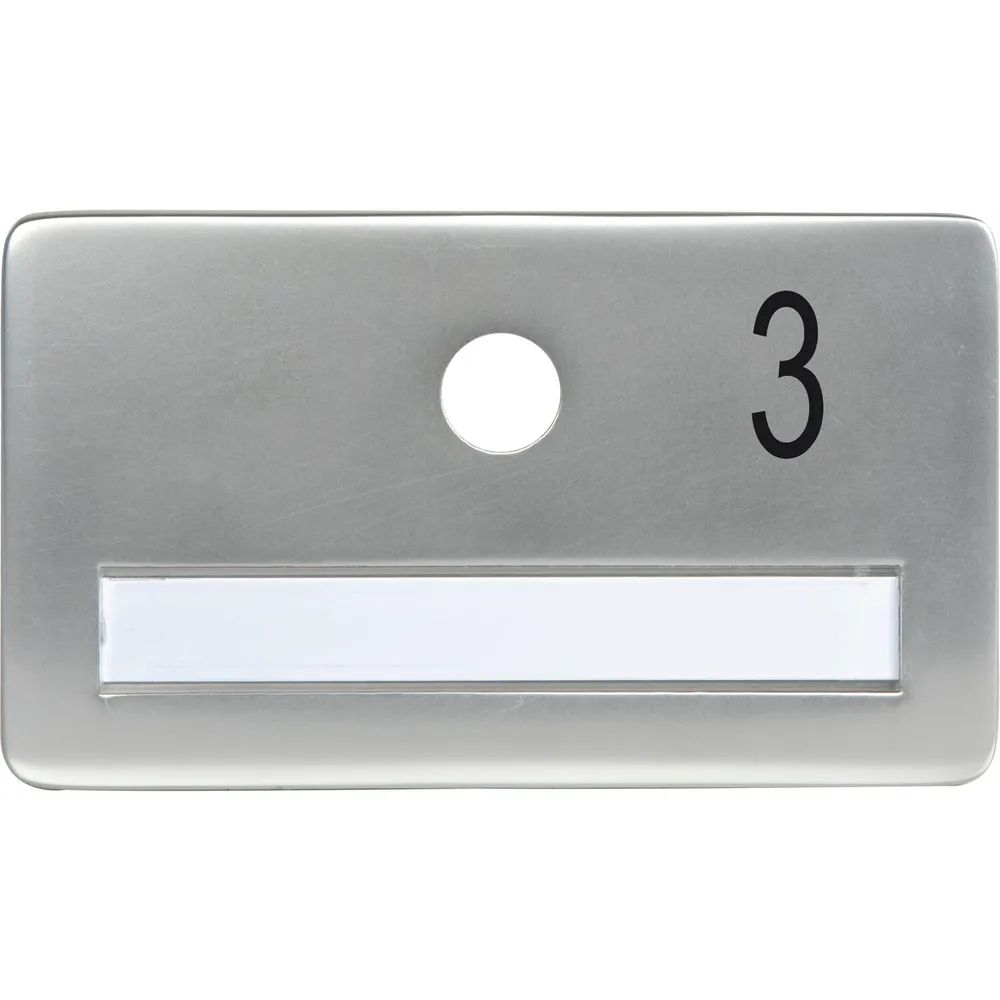 SOLIDO Namensschild ohne Spion, Bohrung ø 14, Alu silber eloxiert, Gravur Nr. 3