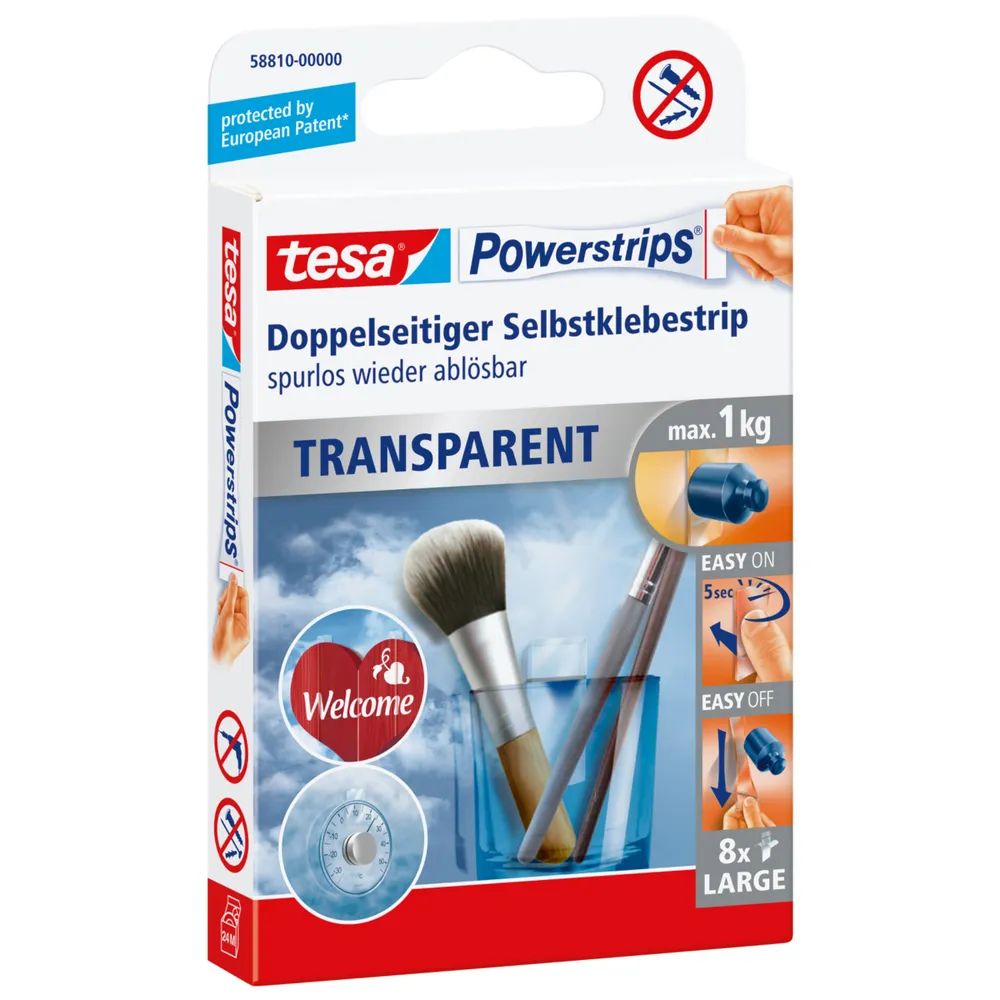 tesa® Powerstrips® Transparent Large – ablösbare Klebestreifen