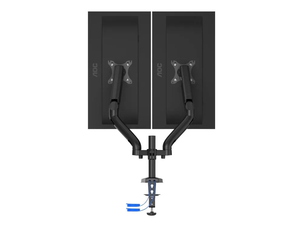 AOC AD110DX - Befestigungskit (Monitorarm, Klemmmontagesockel, Tischplattenbohrung) - einstellbarer Arm - für 2 LCD-Displays - Gasdruckfeder - Aluminiumlegierung - Schwarz - Bildschirmgröße: 33.02-80.01 cm (13"-31.5")