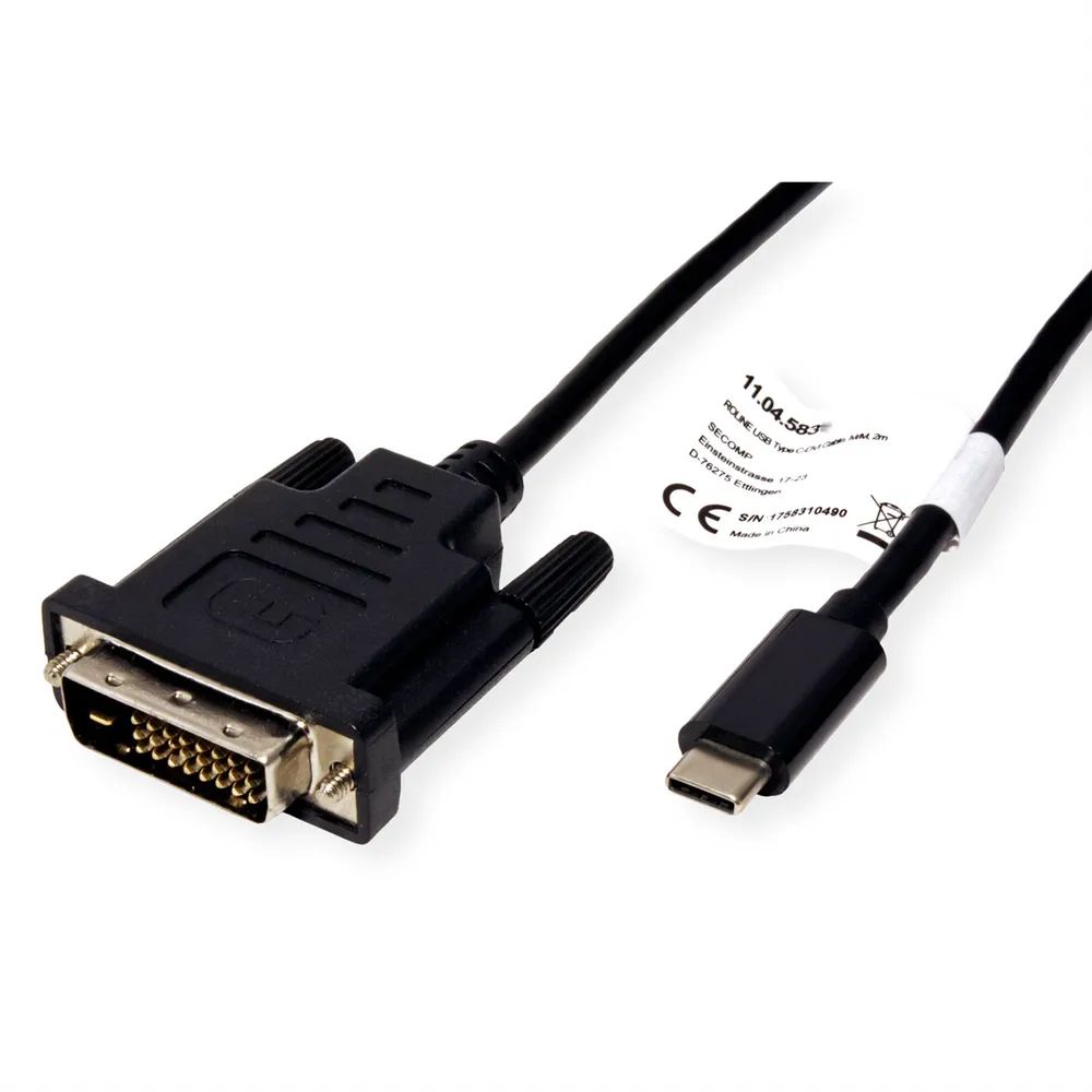 ROLINE USB Typ C - DVI Adapterkabel, ST/ST, 1 m