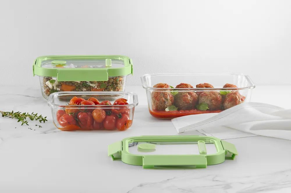 Lékué Rechteckige Vorratsgläser, 3er-Set - Green