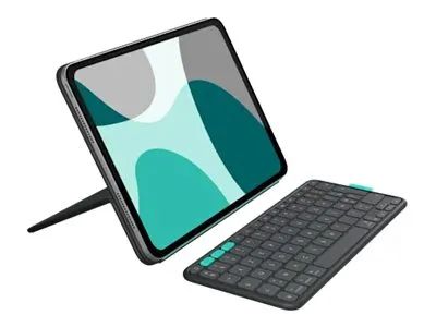 Logitech Flip Folio - Tastatur und Foliohülle - full size - kabellos - Bluetooth 5.1 LE - AZERTY - Französisch - Graphite - für Apple 10.9-inch iPad Air (5th generation)