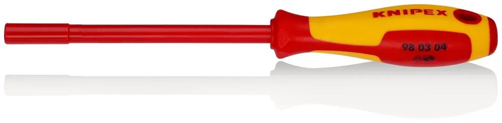 KNIPEX Steckschlüssel mit Schraubendreher-Griff isoliert mit Mehrkomponenten-Hüllen, VDE-geprüft brüniert 232 mm