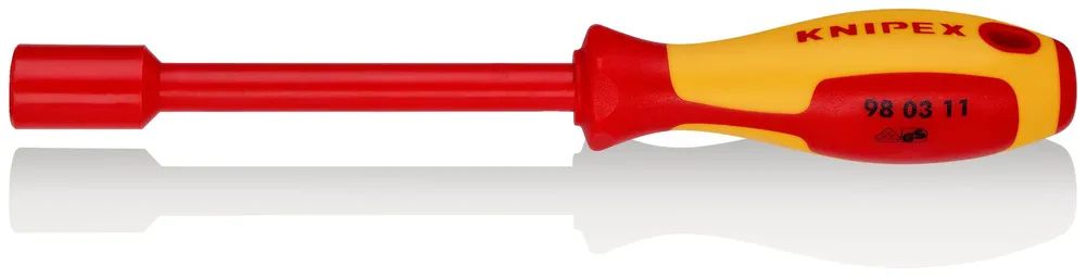 KNIPEX Steckschlüssel mit Schraubendreher-Griff isoliert mit Mehrkomponenten-Hüllen, VDE-geprüft brüniert 237 mm