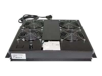 Intellinet 4-Fan Ventilation Unit for 19" Racks, Roof Mount, with Thermostat, Black - Rack-Lüftereinsatz - mit 4 Lüfter, Thermostat - Wechselstrom 220/240 V - Schwarz, RAL 9005 - 48.3 cm (19")