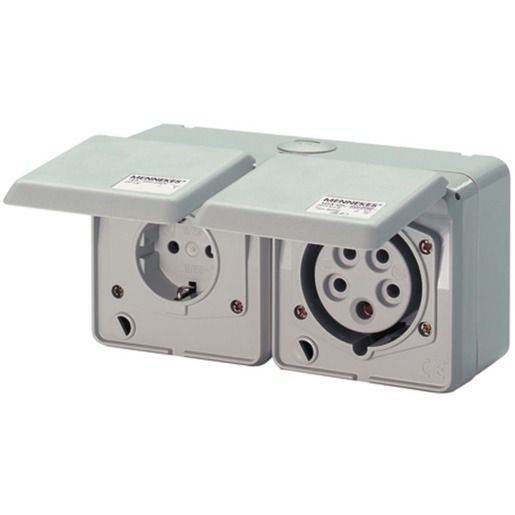 Mennekes CEE/SCHUKO-STECKD.230/400V-16A / MENNEK 4202 DOPPELDOSE IP44 AM 4202