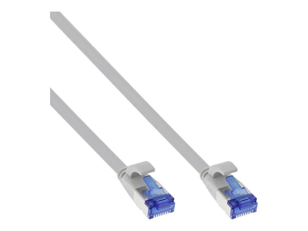 InLine Patchkabel flach - U/FTP - Cat.6A - TPE halogenfrei - grau - 0,25m