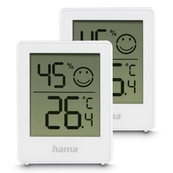 Hama Thermometer und Hygrometer "Baros", digital, für innen, 2-er Set, Weiß