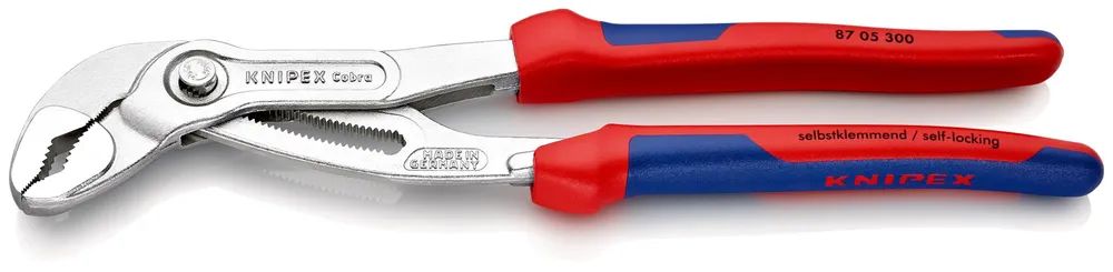 KNIPEX Cobra® Hightech-Wasserpumpenzange mit Mehrkomponenten-Hüllen verchromt 300 mm