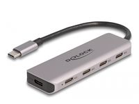 Delock USB 5 Gbps 4 Port USB Type-C Hub mit USB Type-C Anschluss - USB 3.2 Gen 1 (3.1 Gen 1) Type-C - USB 3.2 Gen 1 (3.1 Gen 1) Type-C - 5000 Mbit/s - Grau - Metall - Rundkabel