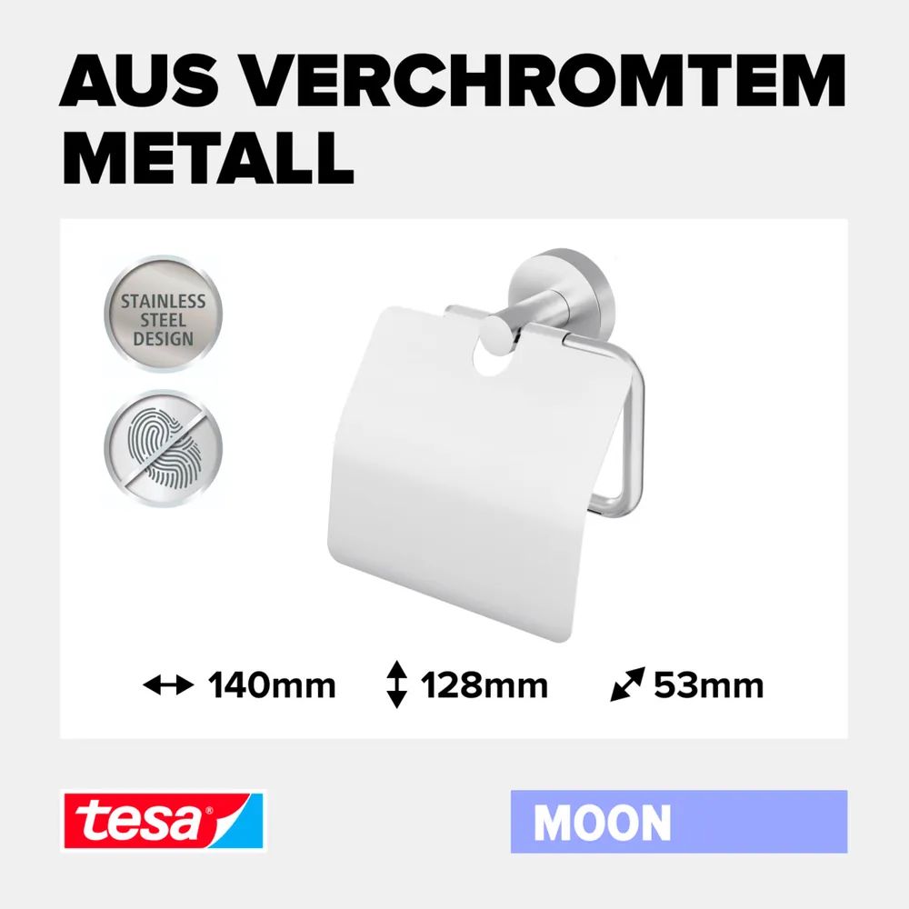 tesa® MOON Toilettenpapierhalter mit Deckel,  verchromt