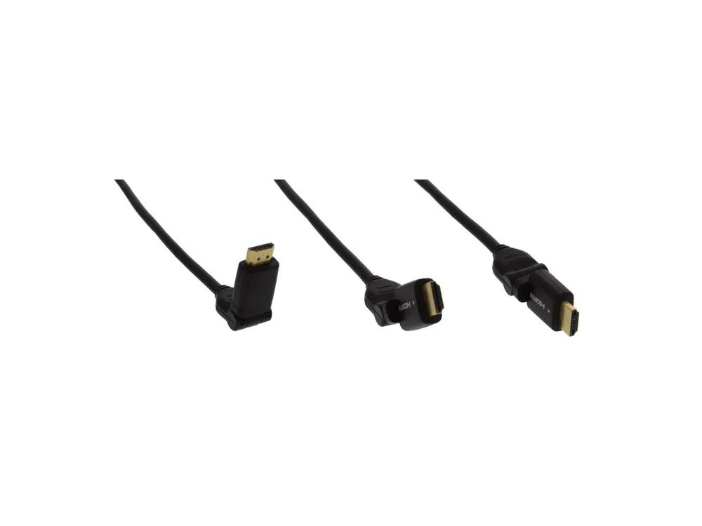 InLine HDMI High Speed Kabel mit Ethernet - Winkelstecker - schwarz - 3m